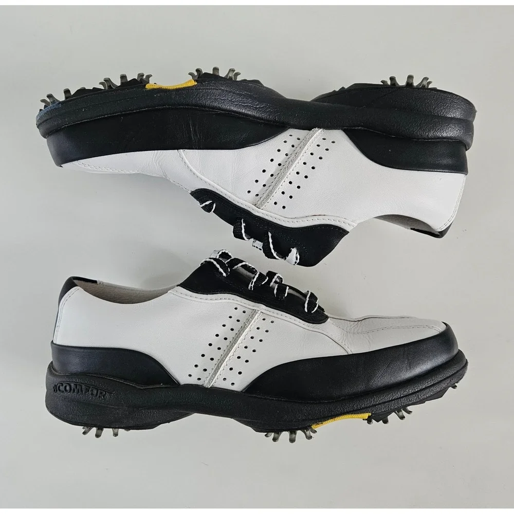 FootJoy eComfort Golf Shoes Women 6.5 M Black White Bicycle-Toe Soft Spike 98666